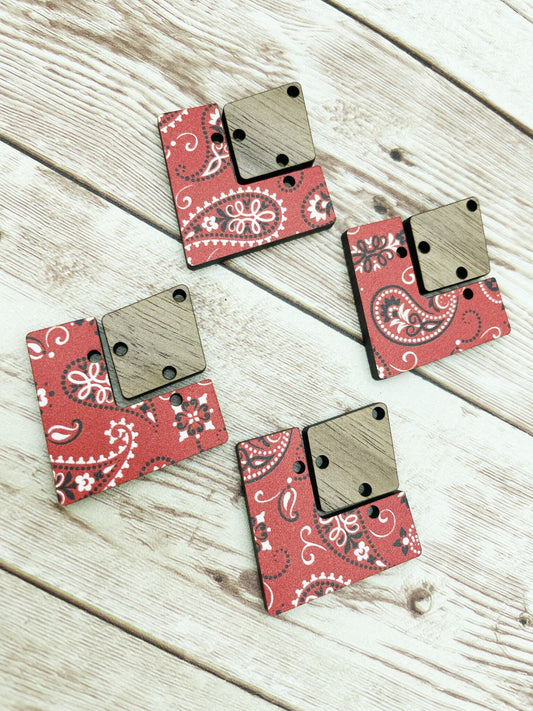 Patterned Handkerchief Print Wood and Wood Earring Blanks, DIY Jewelry Making