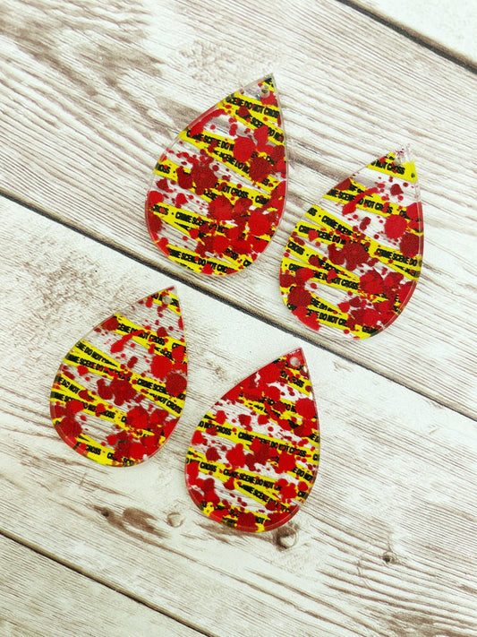 Patterned Crime Scene Blood Splatter Acrylic Teardrop Earring Blanks, DIY Jewelry Making