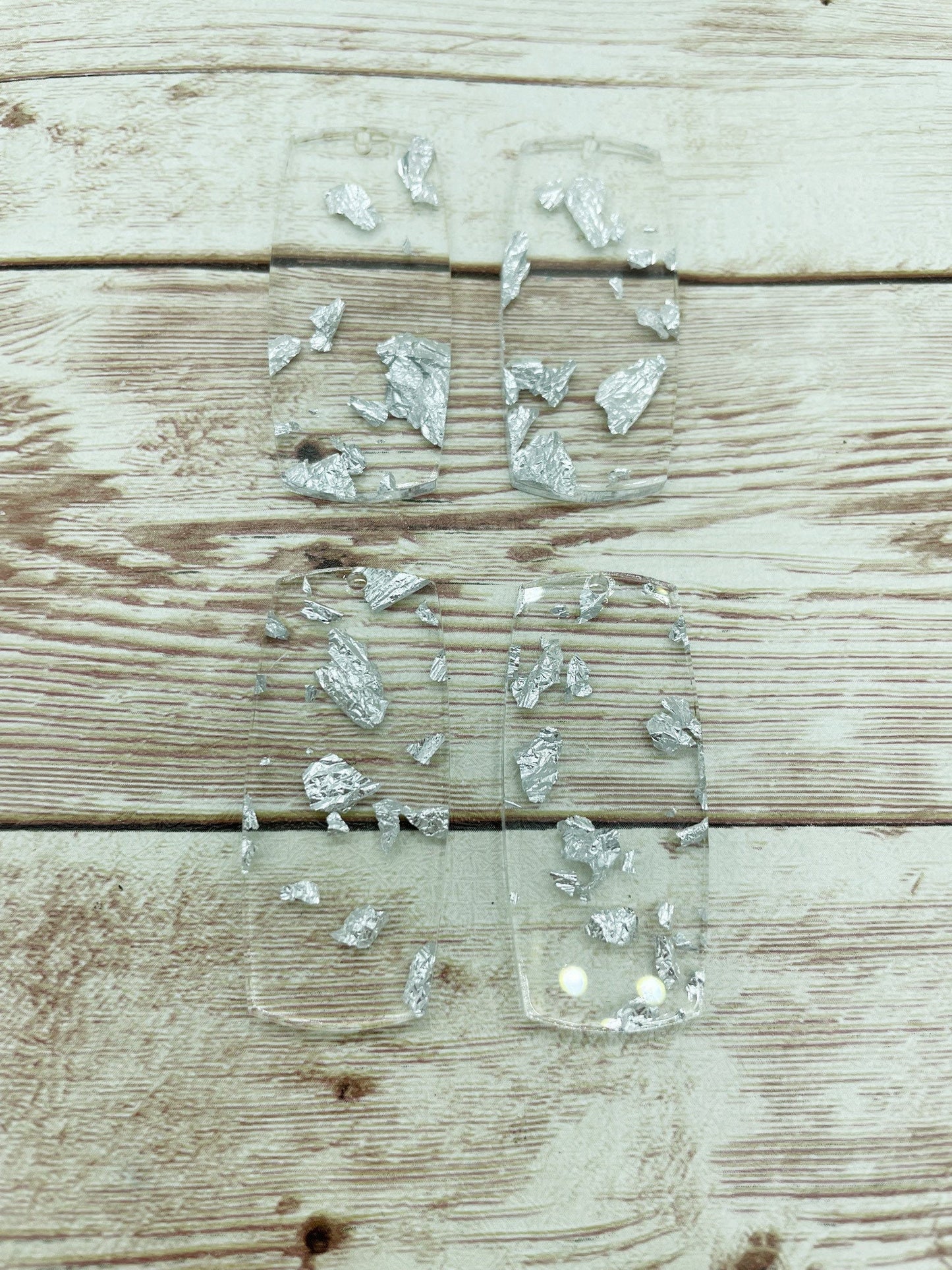 Silver Flake Acrylic Bar Earring Blanks, DIY Jewelry Making