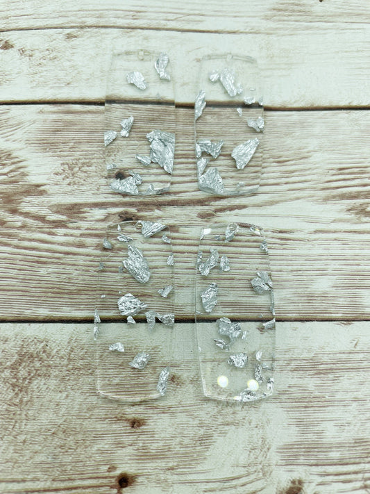 Silver Flake Acrylic Bar Earring Blanks, DIY Jewelry Making
