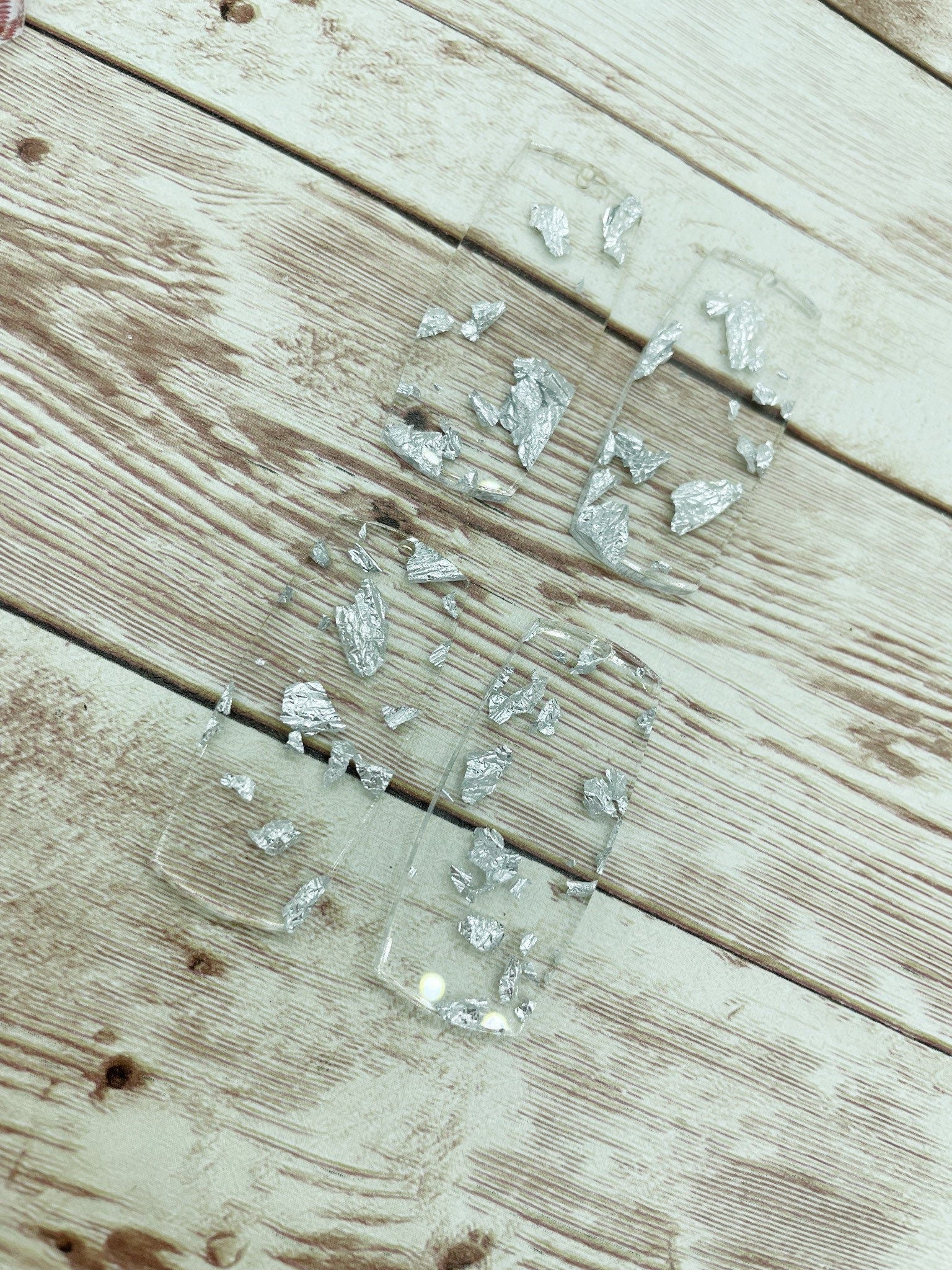 Silver Flake Acrylic Bar Earring Blanks, DIY Jewelry Making