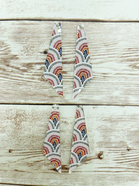 Patterned Boho Acrylic Slanted Bar Earring Blanks, DIY Jewelry Making