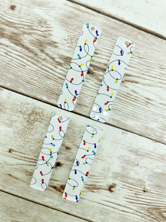Patterned Christmas Lights Bar Acrylic Earring Blanks, DIY Jewelry Making