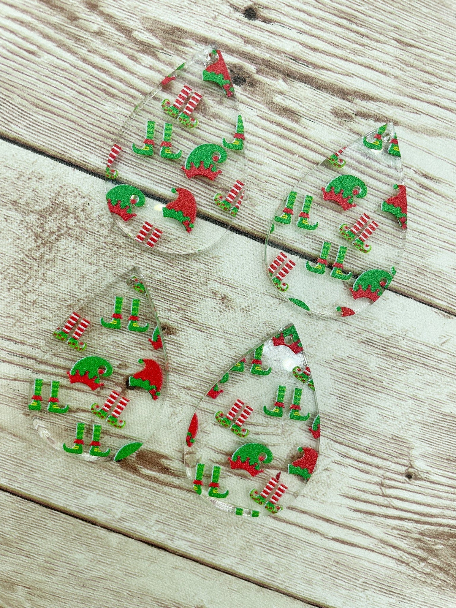 Patterned Elf Print Acrylic Teardrop Earring Blanks, DIY Jewelry Making