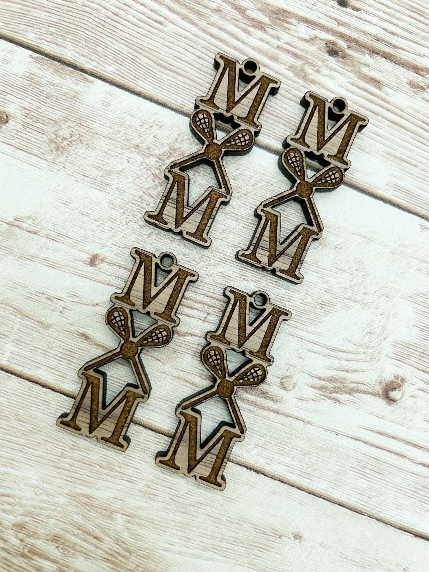 Wood Engraved Lacrosse Mom Sports Earring Blanks, Finished Walnut Blank, DIY Jewelry Making
