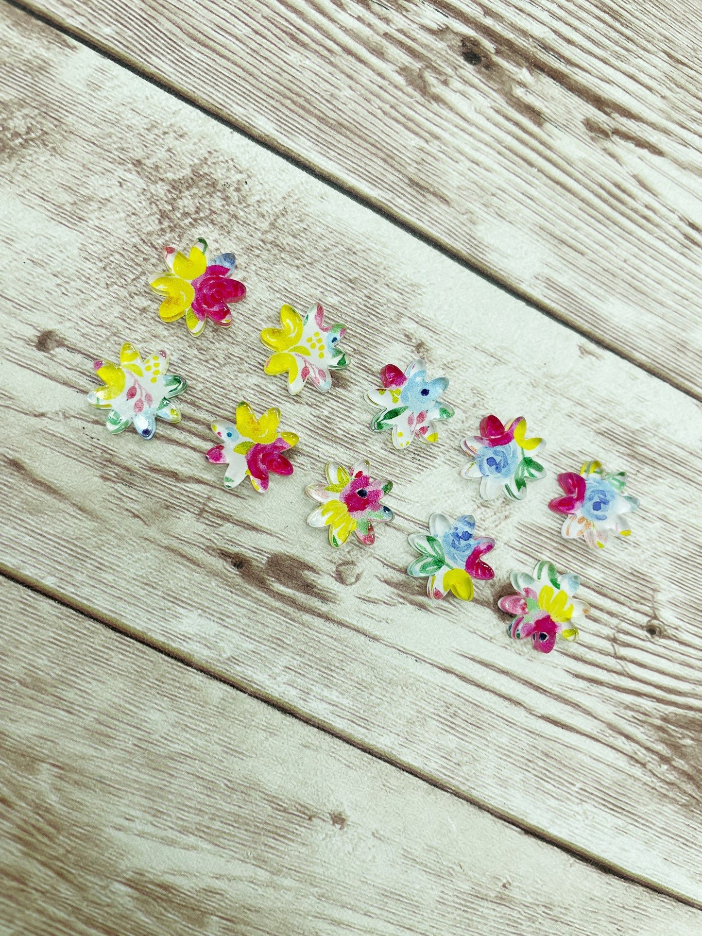 Patterned Floral Acrylic Flower Stud Earring Blanks Set of 5 Pair DIY Jewelry Making