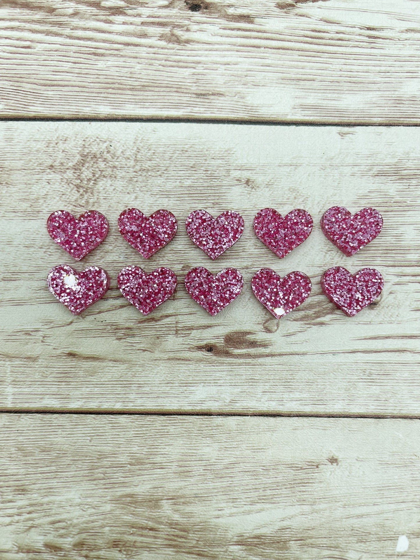 Pink Glitter Heart Acrylic Stud Earring Blanks Set of 5 Pair DIY Jewelry Making