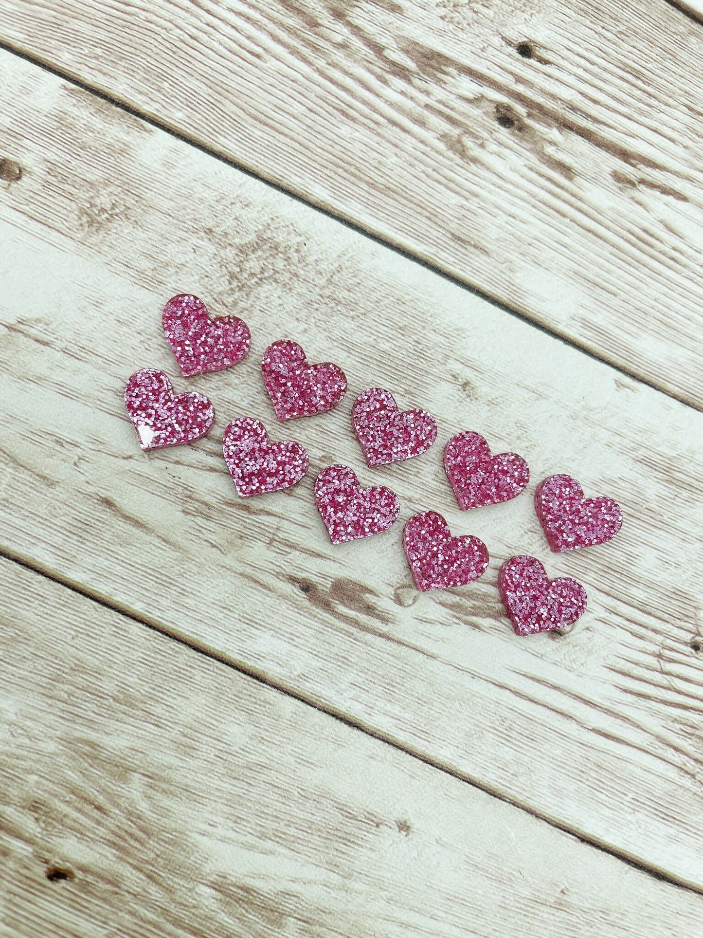 Pink Glitter Heart Acrylic Stud Earring Blanks Set of 5 Pair DIY Jewelry Making
