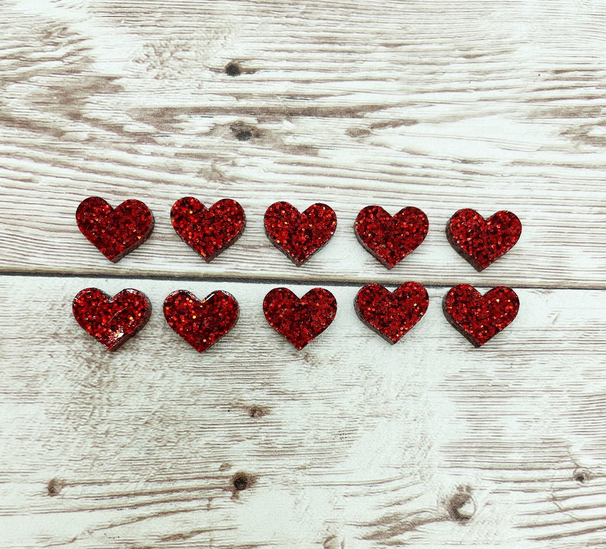 Red Glitter Heart Acrylic Stud Earring Blanks Set of 5 Pair DIY Jewelry Making