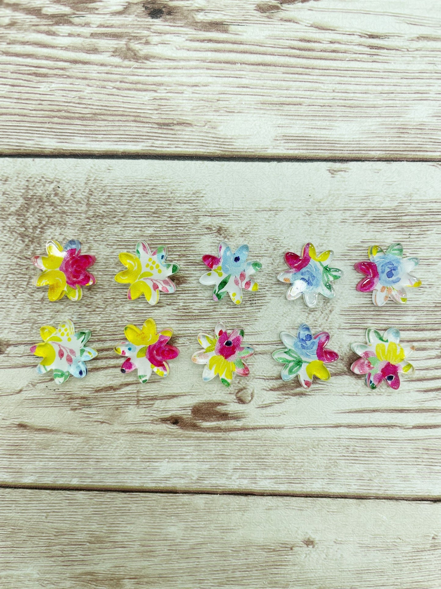 Patterned Floral Acrylic Flower Stud Earring Blanks Set of 5 Pair DIY Jewelry Making