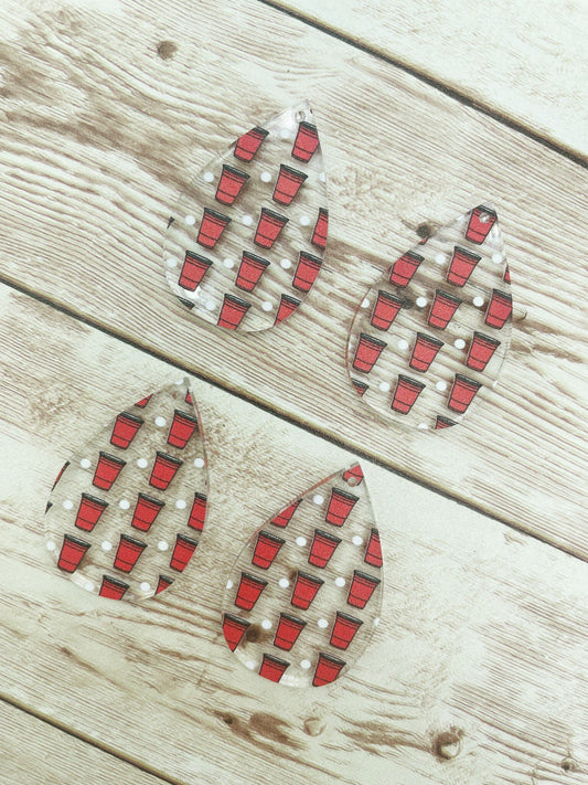 Patterned Beer Pong Print Acrylic Teardrop Earring Blanks, DIY Jewelry Making