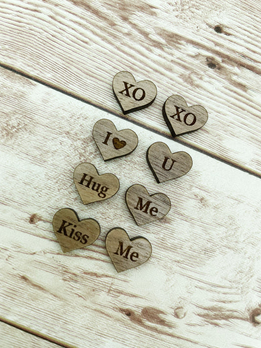 Finished Walnut Conversation Heart Earring Blanks Set of 4 Pair DIY Jewelry Making