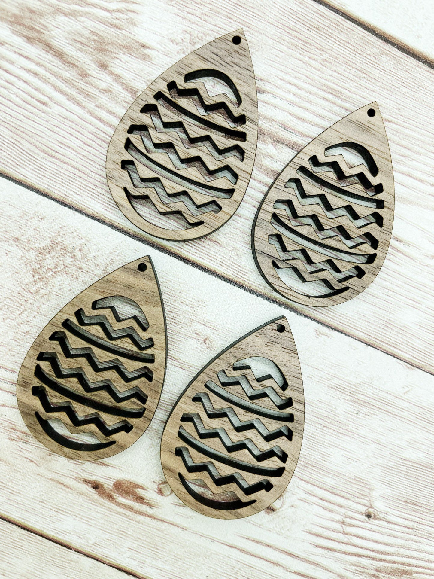 Wood Easter Egg Teardrop Earring Blanks, Finished Walnut Blank, DIY Jewelry Making