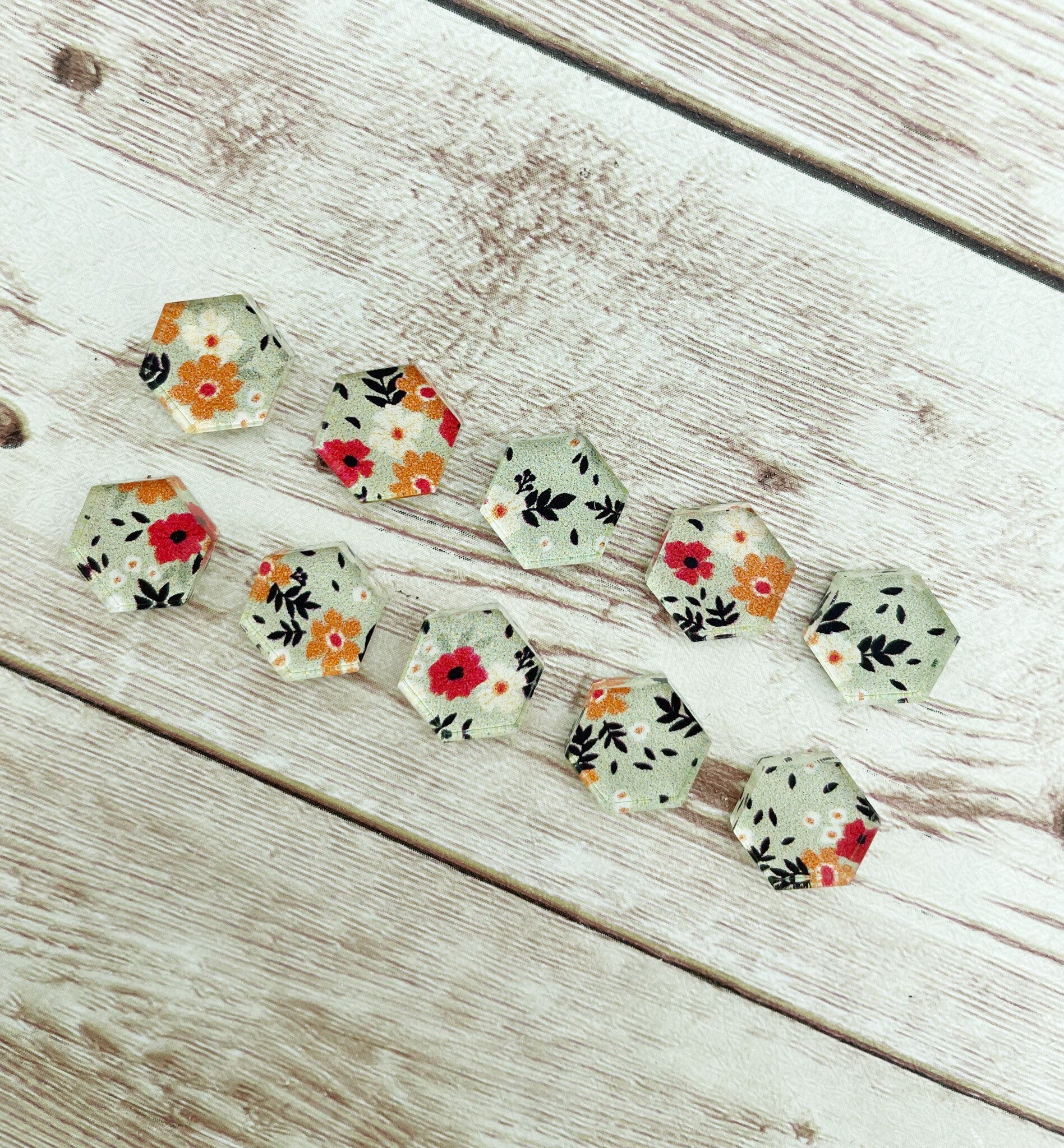 Grey Floral Acrylic Stud Earring Blanks Set of 5 Pair DIY Jewelry Making