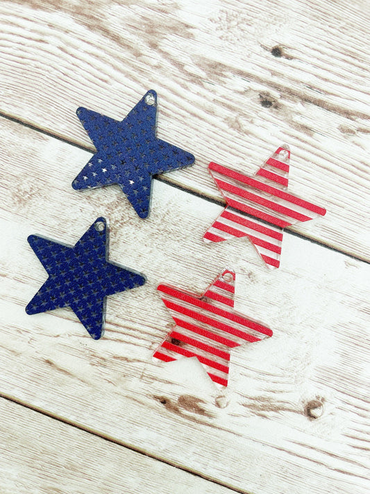 Patterned Stars and Stripes Star Acrylic Earring Blanks, DIY Jewelry Making