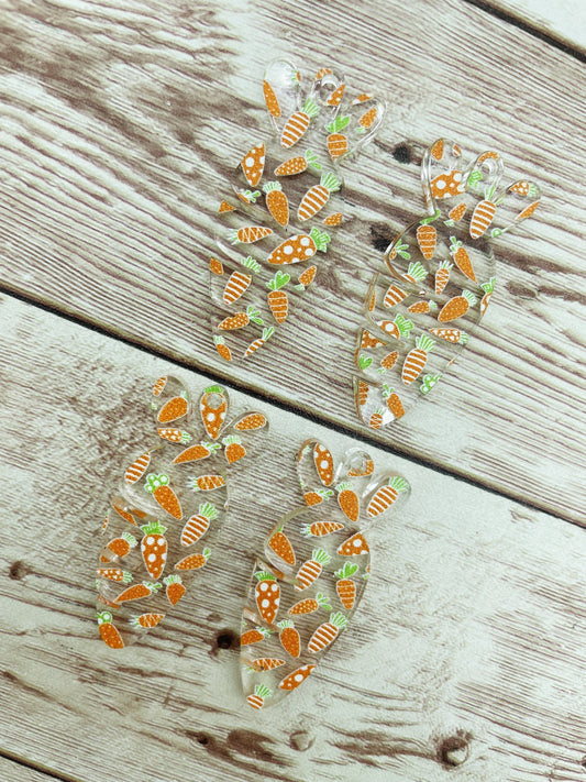 Carrot Shape Easter Print Acrylic Earring Blanks, DIY Jewelry Making