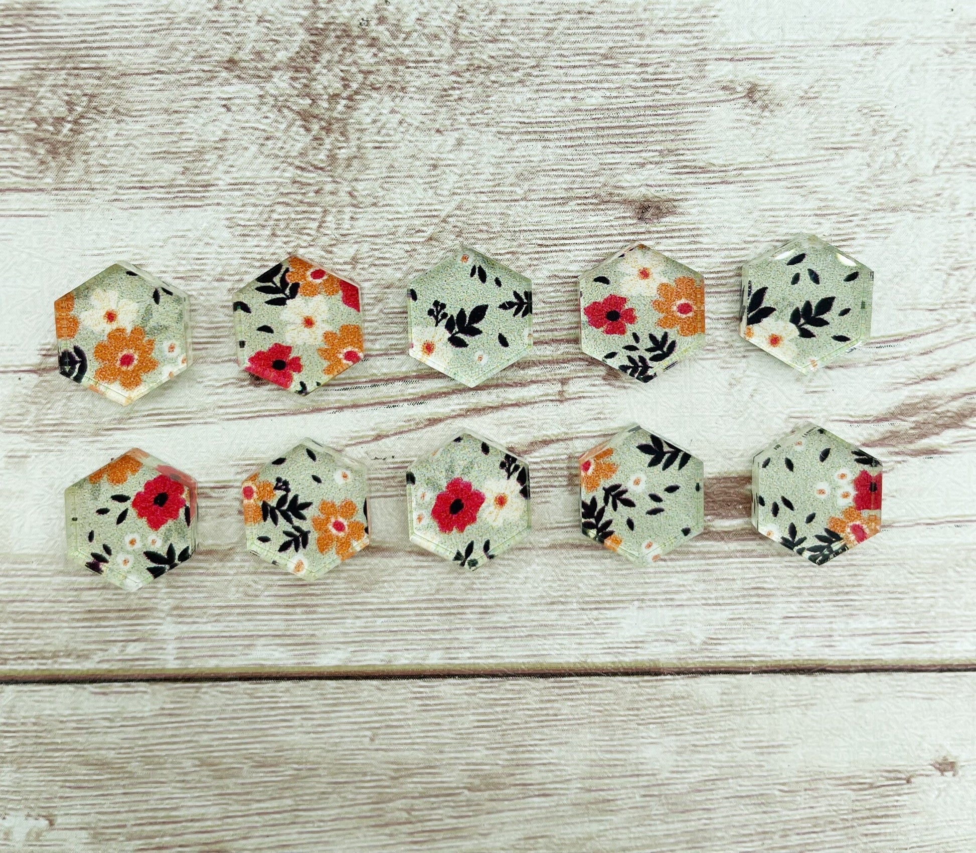 Grey Floral Acrylic Stud Earring Blanks Set of 5 Pair DIY Jewelry Making