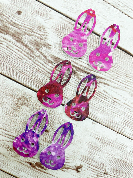 Multicolor Acrylic Bunny Rabbit Head Easter Earring Blanks, DIY Jewelry Making