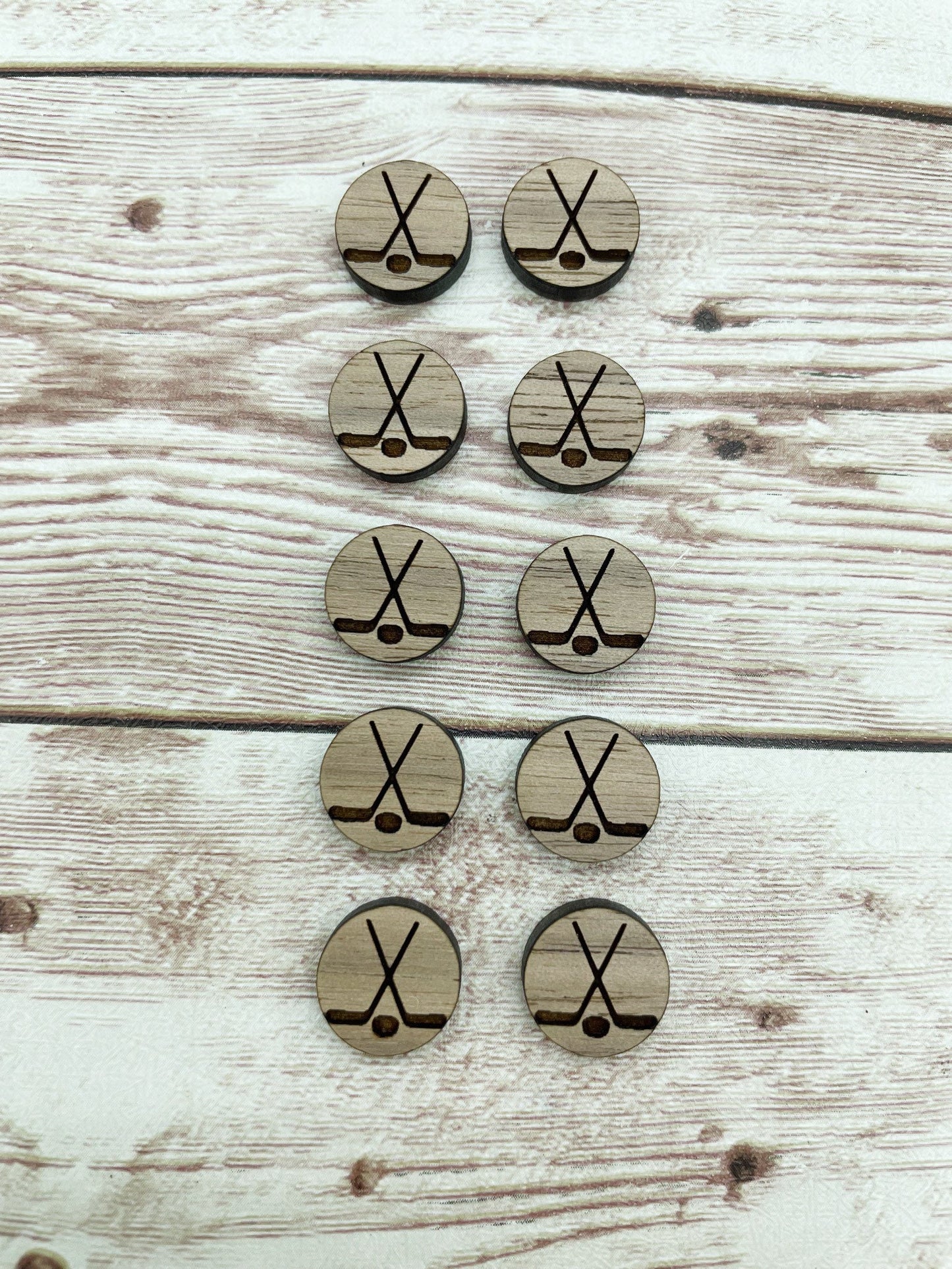 Finished Walnut Stud Hockey Earring Blanks Set of 5 Pair DIY Jewelry Making