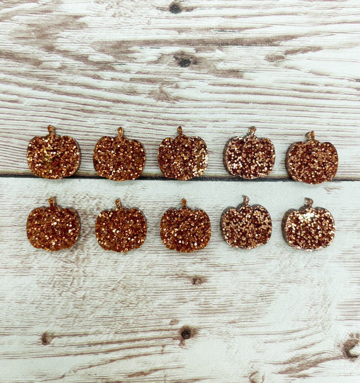 Orange Glitter Acrylic Pumpkin Stud Earring Blanks Set of 5 Pair DIY Jewelry Making