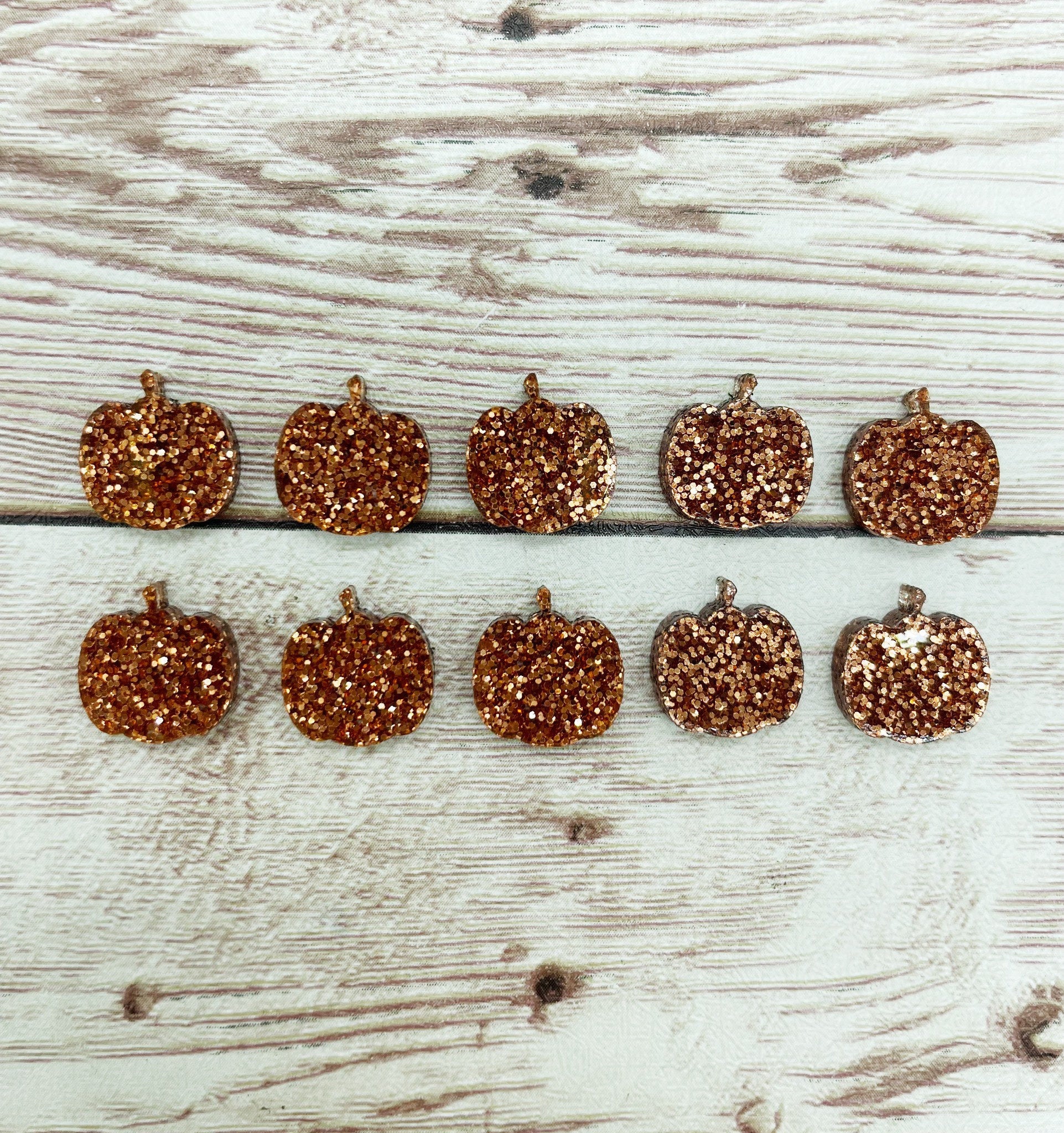 Orange Glitter Acrylic Pumpkin Stud Earring Blanks Set of 5 Pair DIY Jewelry Making