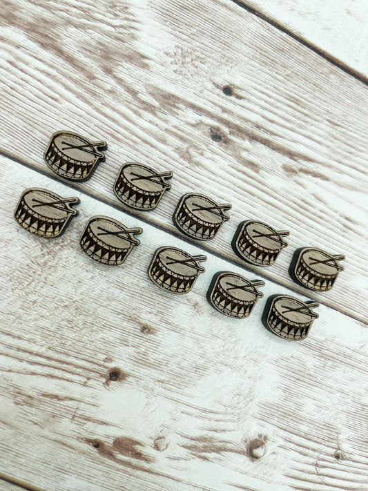 Finished Walnut Stud Drum Band Earring Blanks Set of 5 Pair DIY Jewelry Making