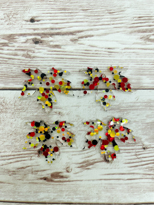 70s Floral Acrylic and Wood Trio Set Earring Blanks, DIY Jewelry Making