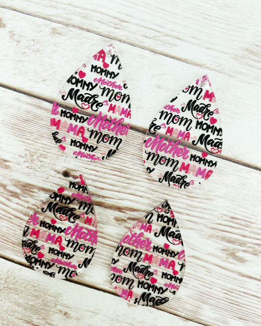 Patterned Mom Mama Mother’s Day Acrylic Teardrop Earring Blanks, DIY Jewelry Making