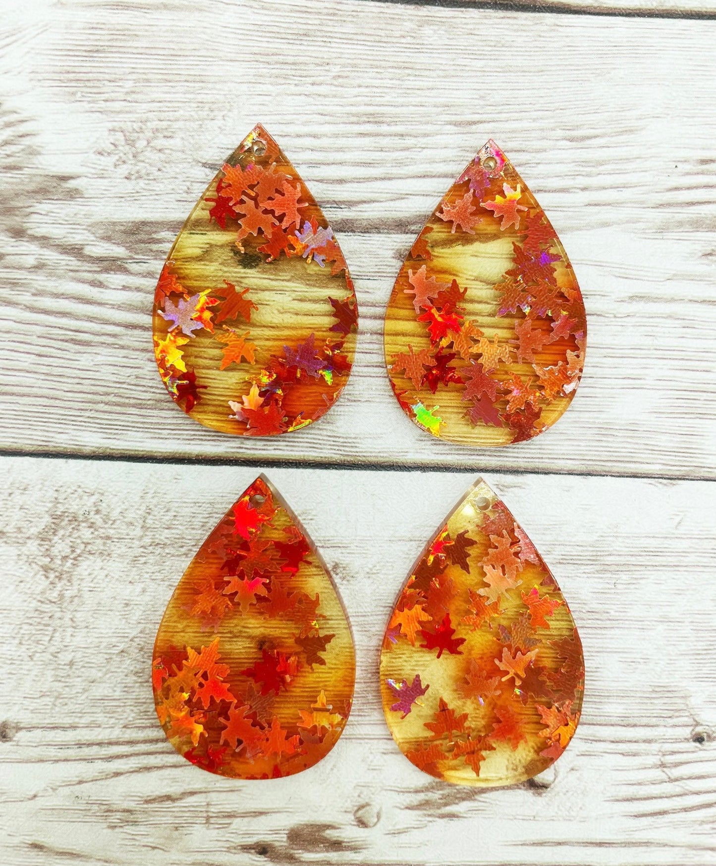 Maple Leaf Acrylic Teardrop Earring Blanks, DIY Jewelry Making