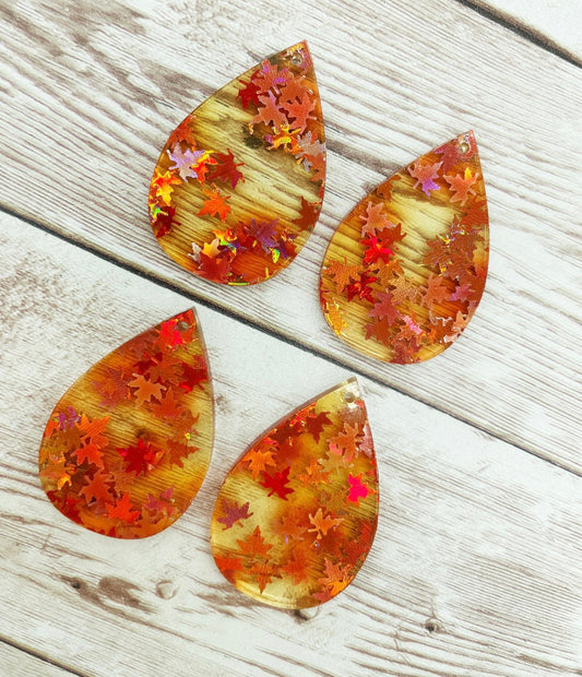 Maple Leaf Acrylic Teardrop Earring Blanks, DIY Jewelry Making