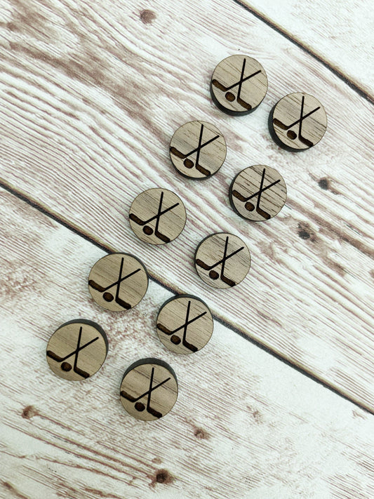 Finished Walnut Stud Hockey Earring Blanks Set of 5 Pair DIY Jewelry Making