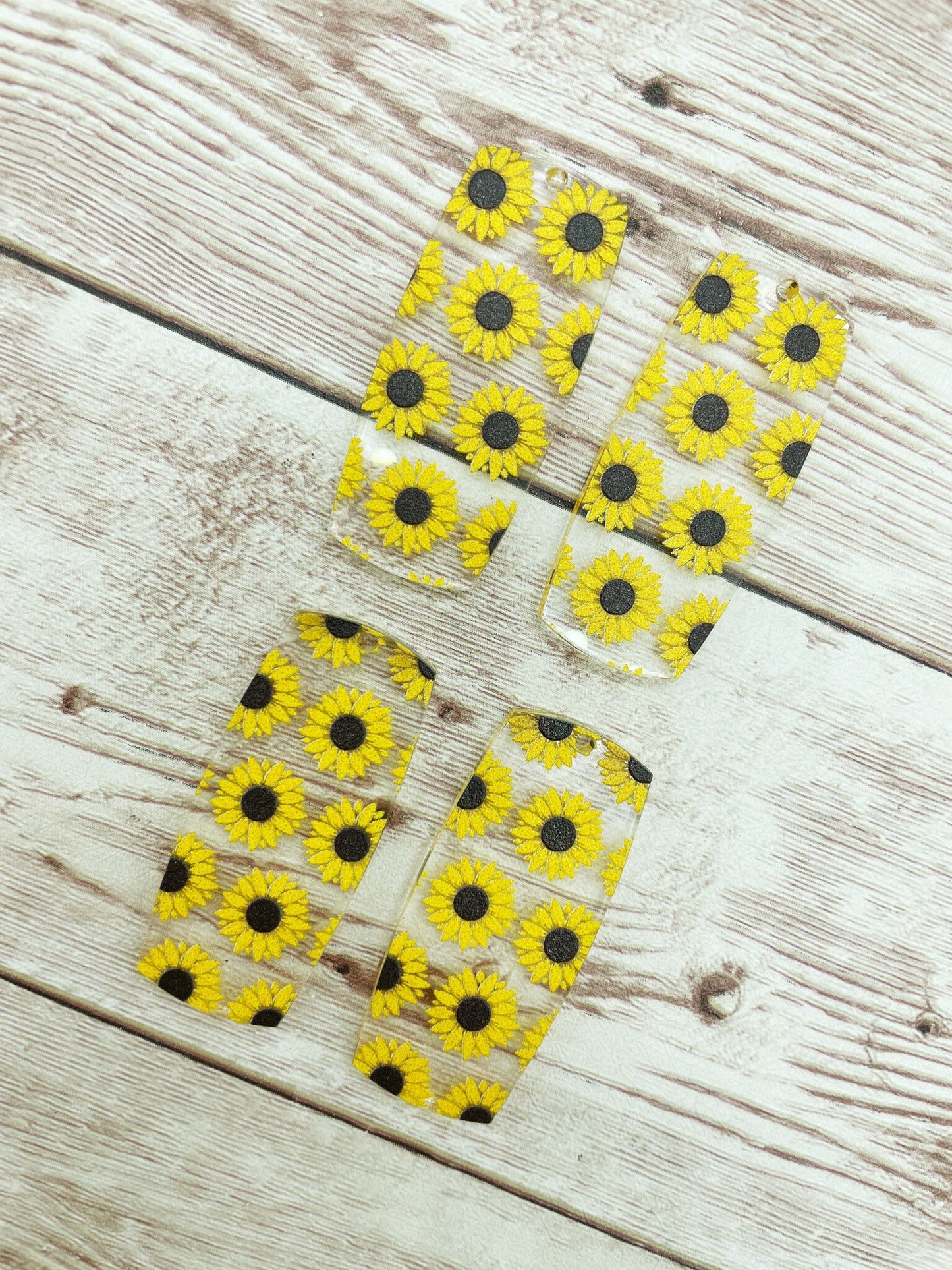 Sunflower Print Acrylic Bar Earring Blanks, DIY Jewelry Making