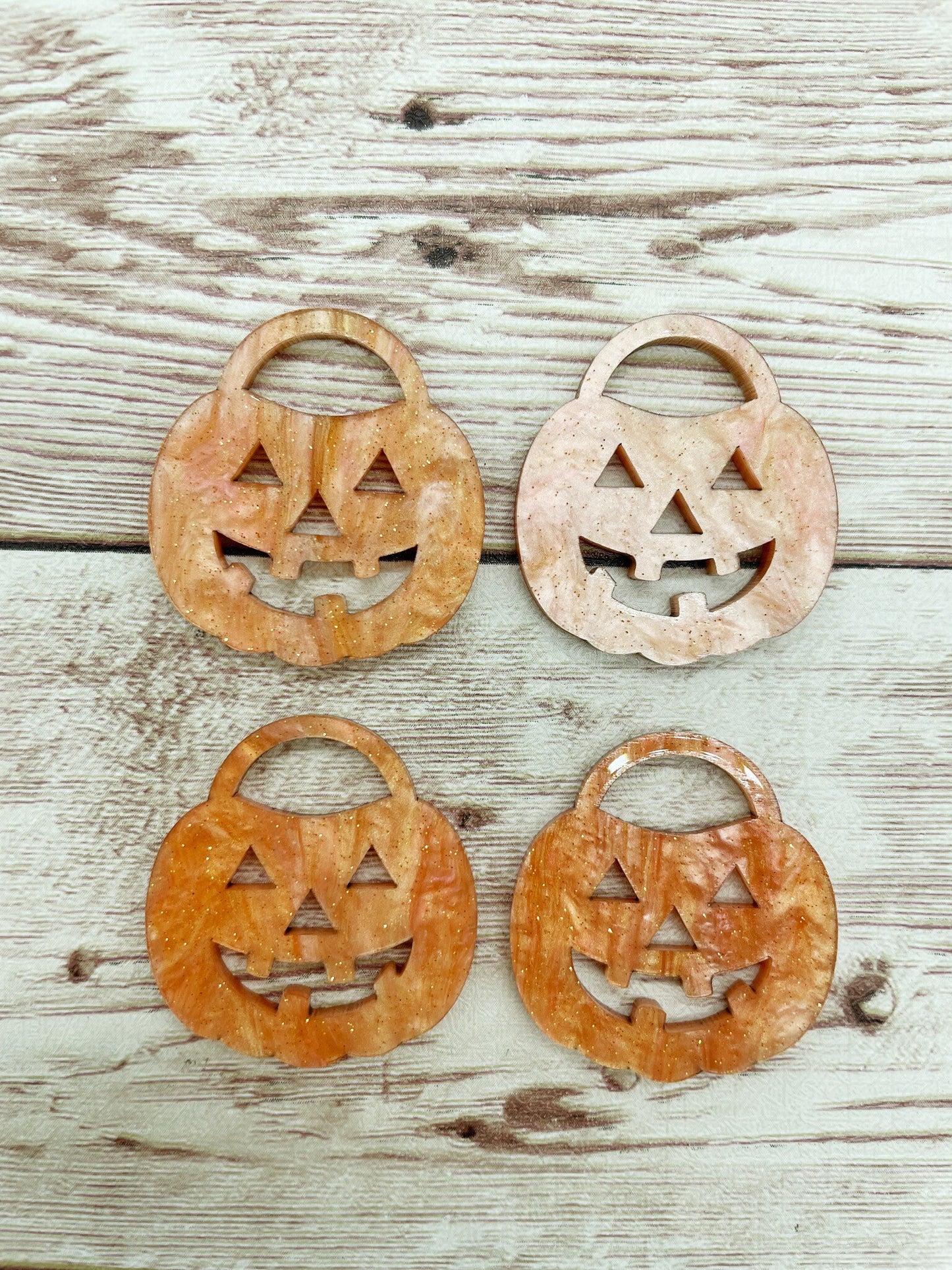 Orange Galaxy Jack-o-lantern Pumpkin Bucket Acrylic Earring Blanks, DIY Jewelry Making