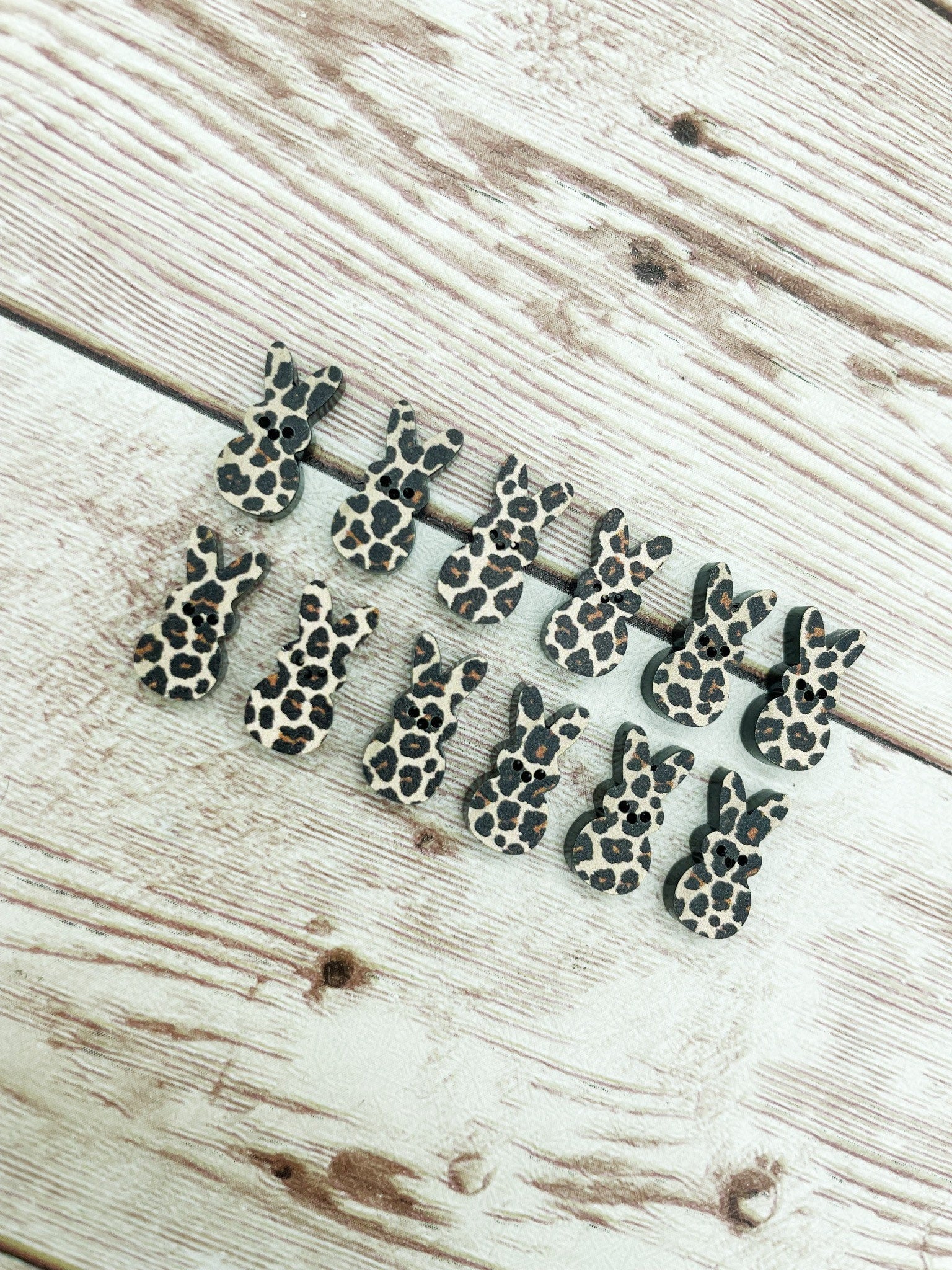 Acrylic Leopard Print Marshmallow Bunny Stud Set of 6, Easter, Earring Blanks, DIY Jewelry Making