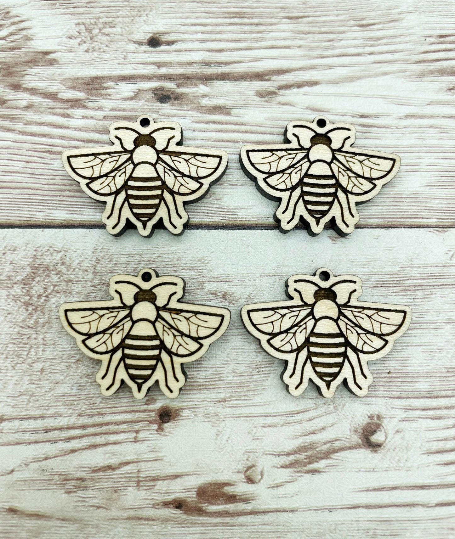 Wood Engraved Bee Earring Blanks, Finished Maple Blank, DIY Jewelry Making