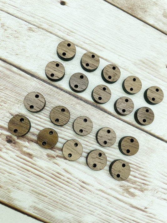 Wood Circle Earring Connectors Set of 10 Pair, Finished Walnut Blank, DIY Jewelry Making