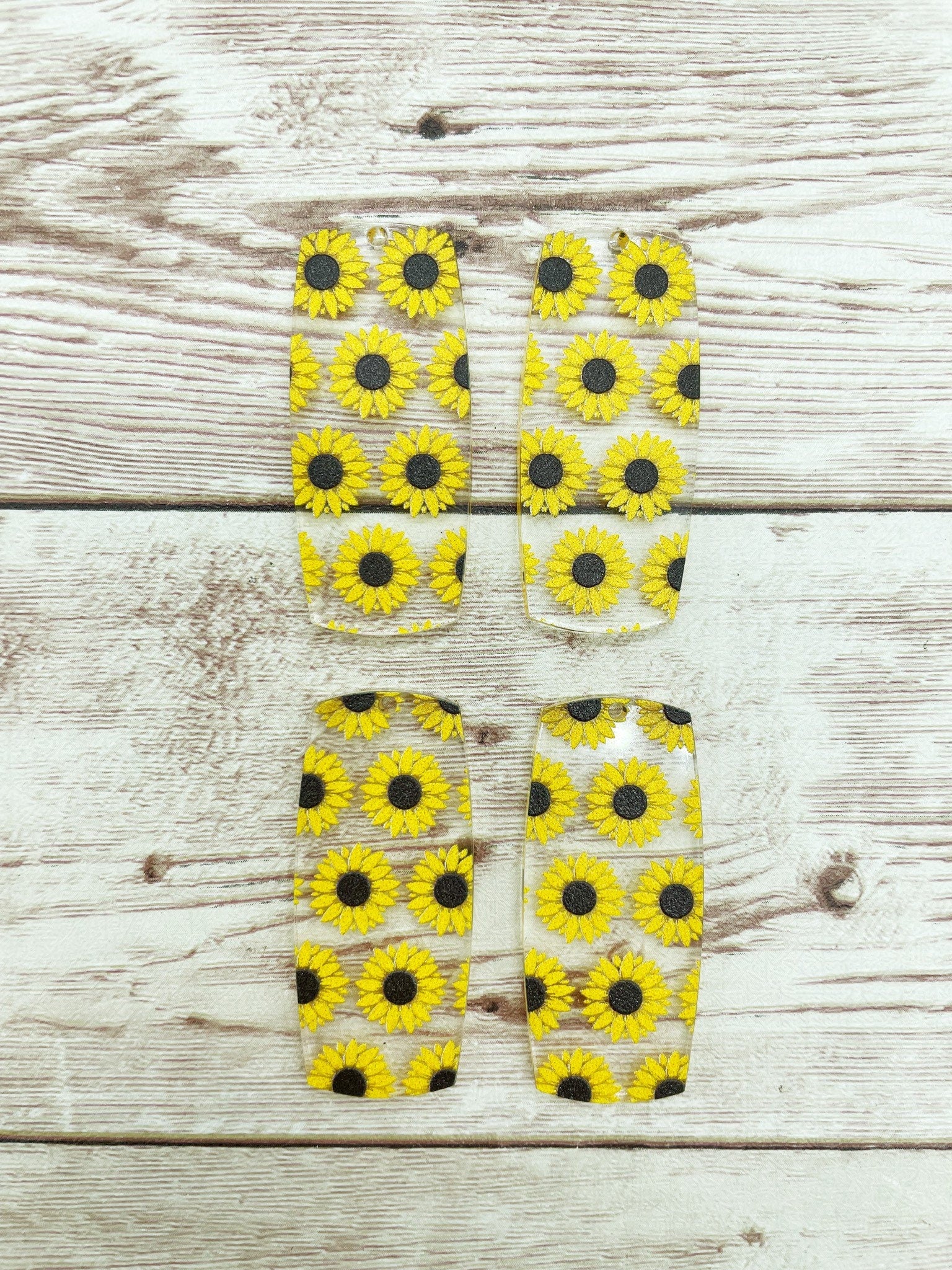 Sunflower Print Acrylic Bar Earring Blanks, DIY Jewelry Making