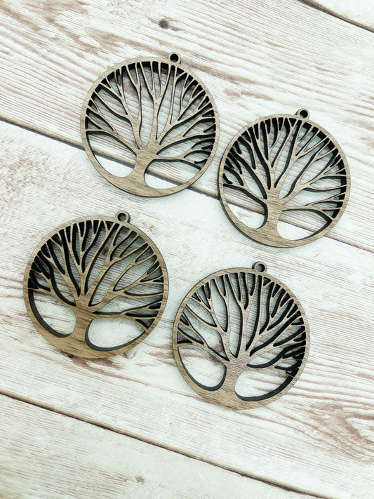 Wood Tree of Life Earring Blanks, Finished Walnut Blank, DIY Jewelry Making