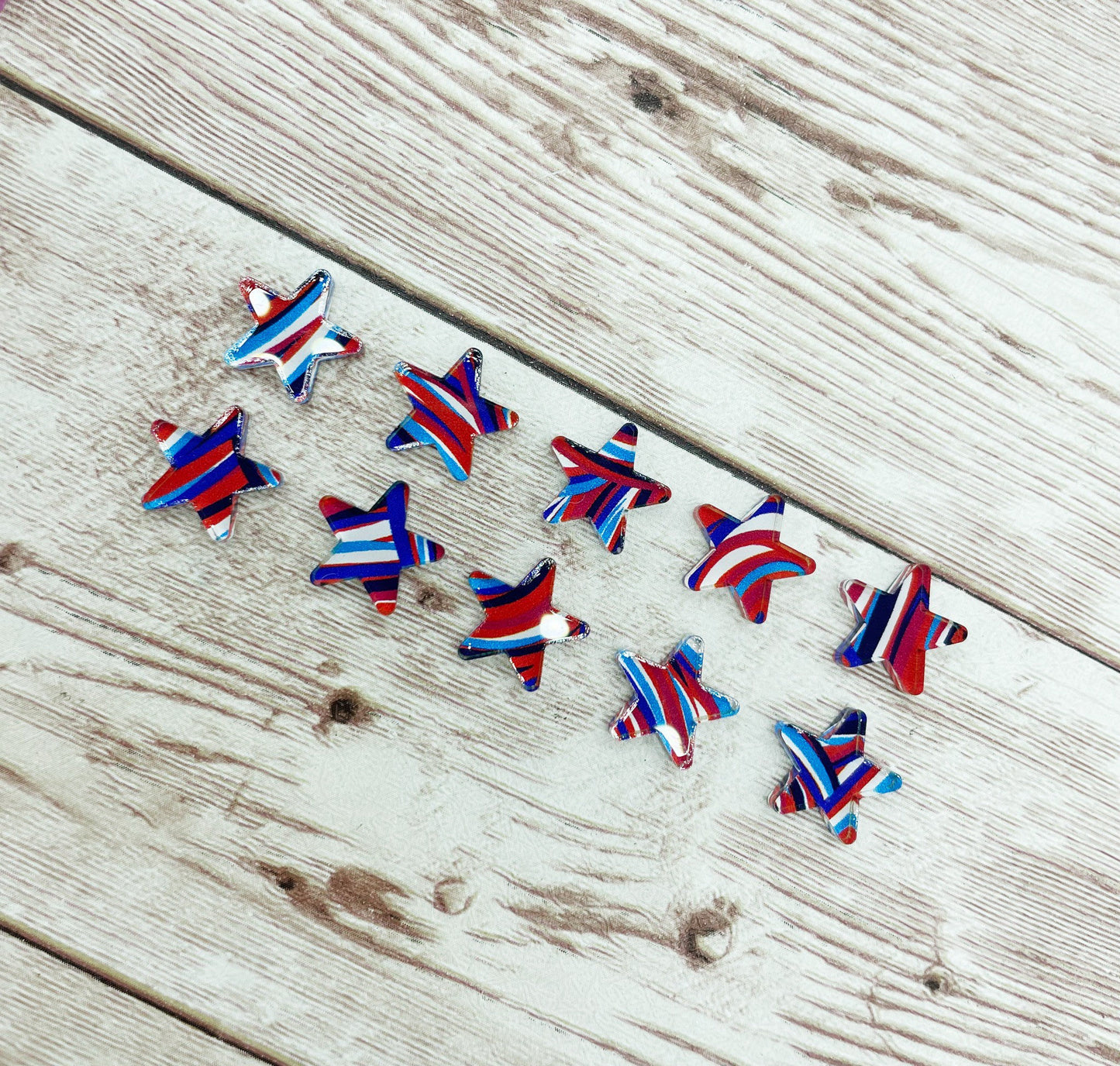 Patriotic Acrylic Star 4th of July Stud Earring Blanks Set of 5 Pair DIY Jewelry Making