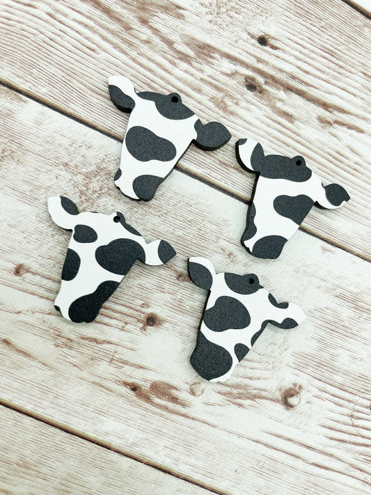 Patterned Wood Cow Head Earring Blanks, DIY Jewelry Making