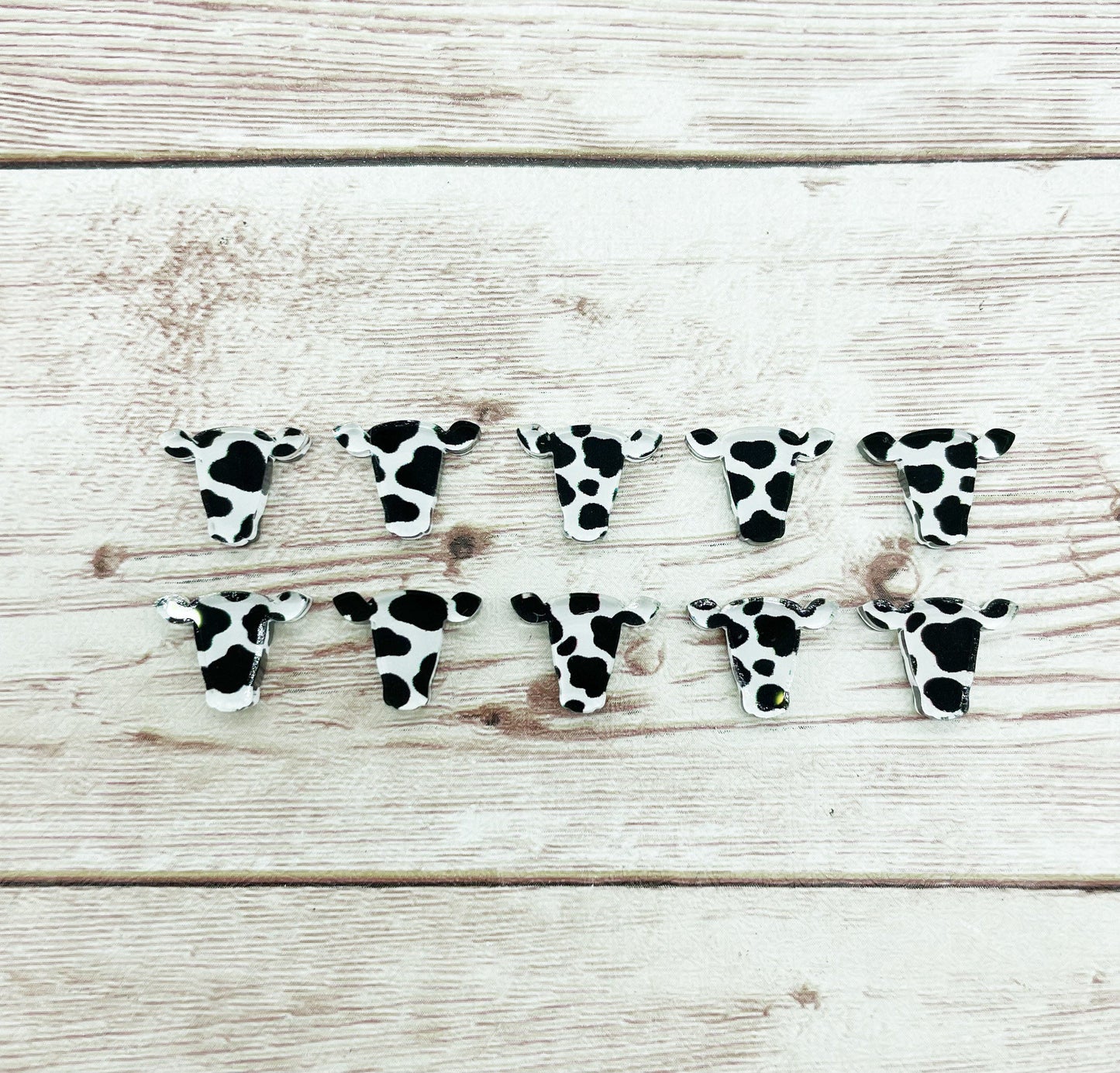 Cow Head Acrylic Stud Earring Blanks Set of 5 Pair DIY Jewelry Making