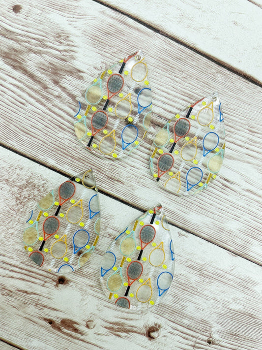 Patterned Tennis Acrylic Teardrop Earring Blanks, DIY Jewelry Making