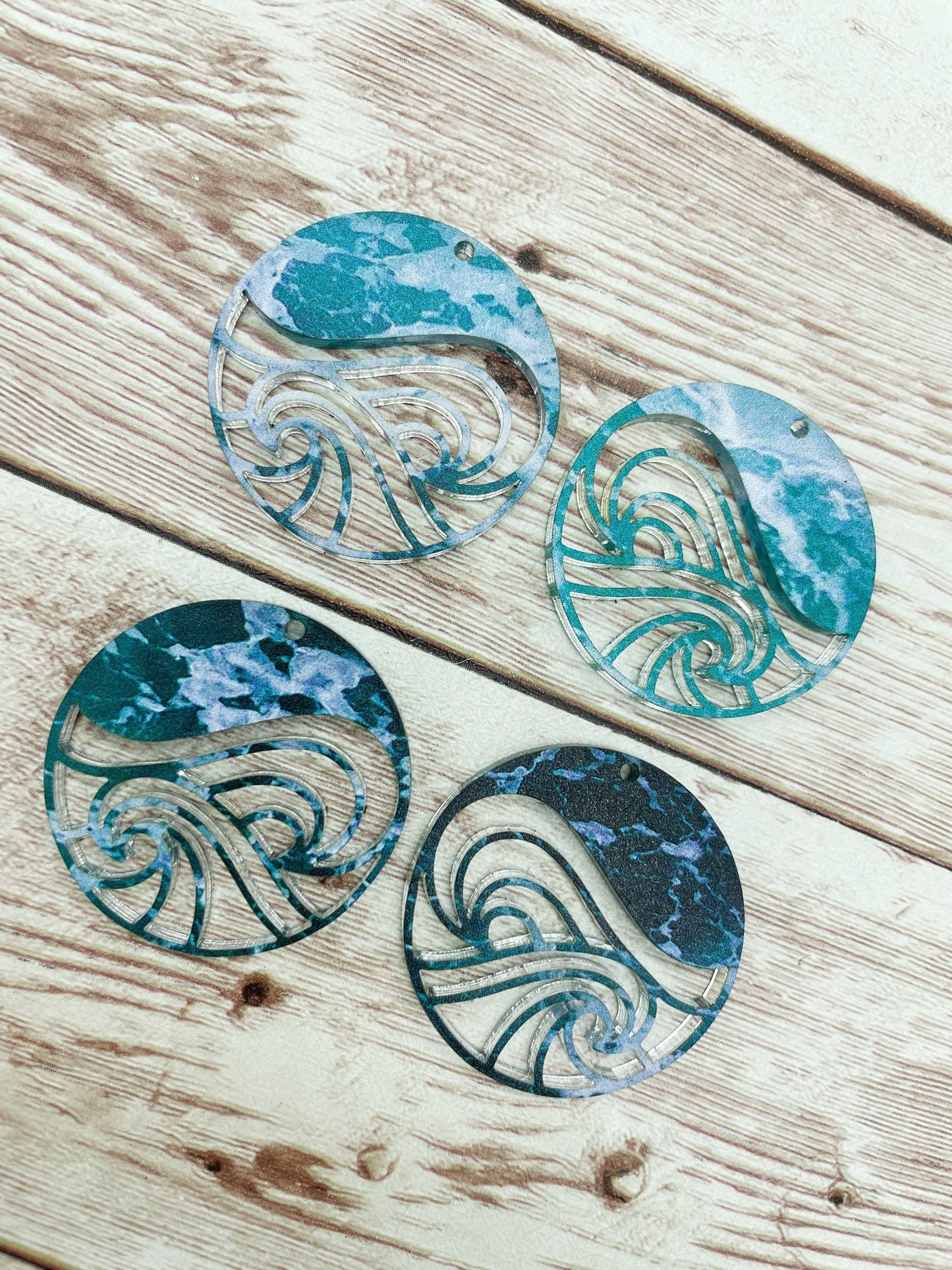 Patterned Acrylic Round Wave Earring Blanks, DIY Jewelry Making