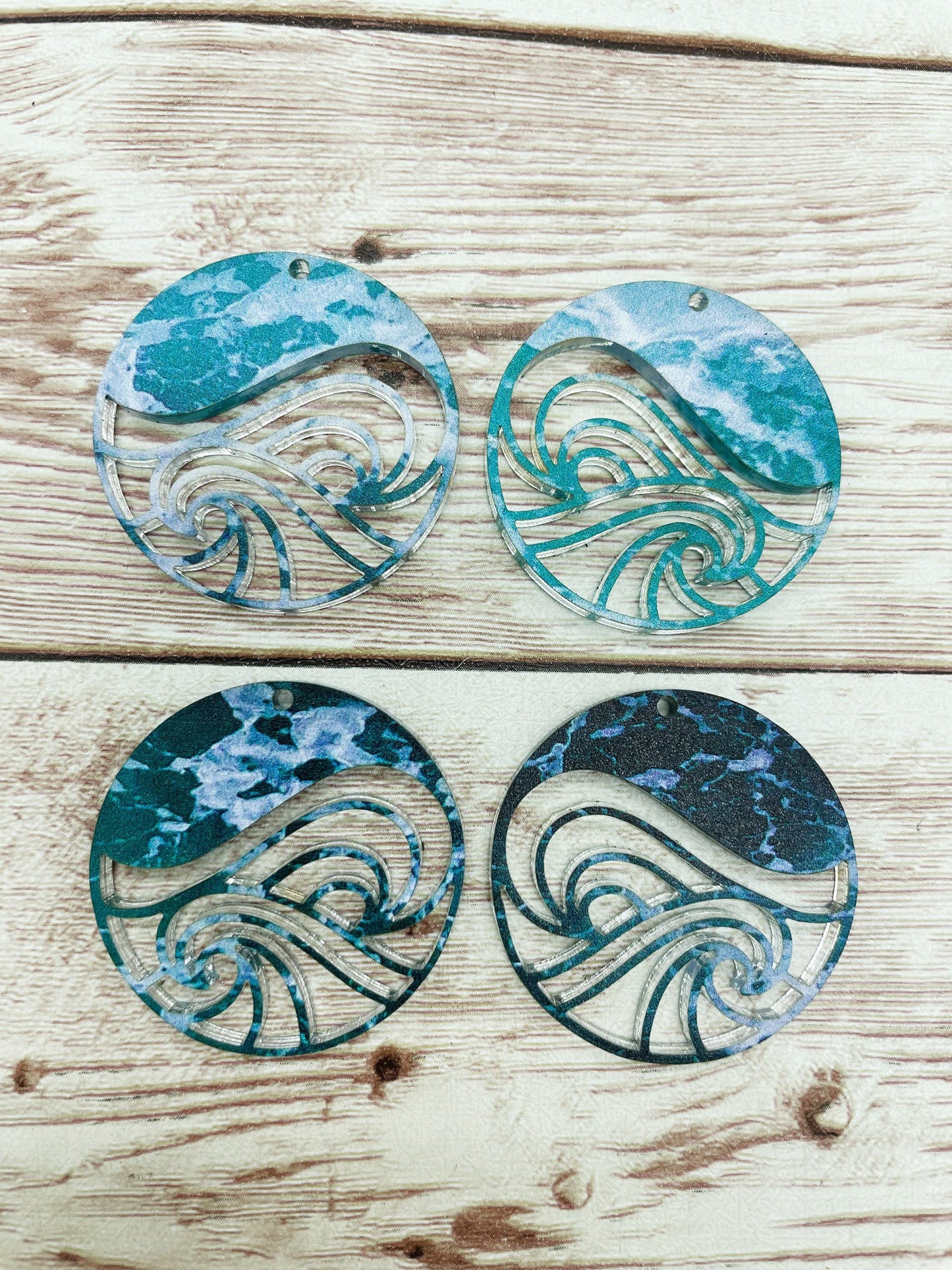 Patterned Acrylic Round Wave Earring Blanks, DIY Jewelry Making