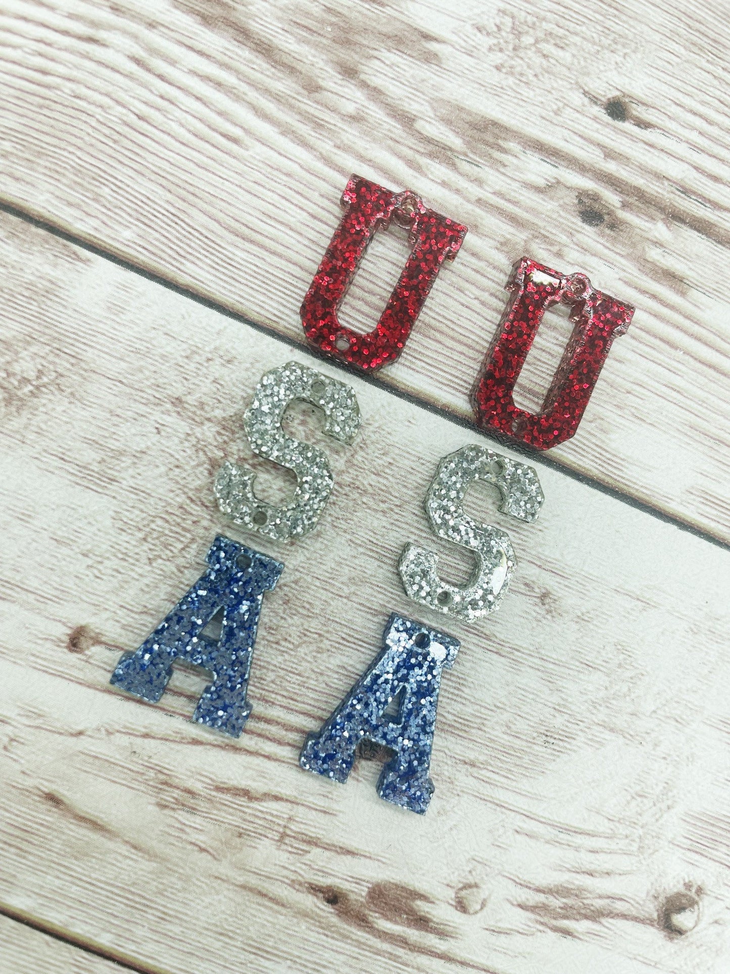 Glitter USA Patriotic Acrylic Earring Blanks, DIY Jewelry Making