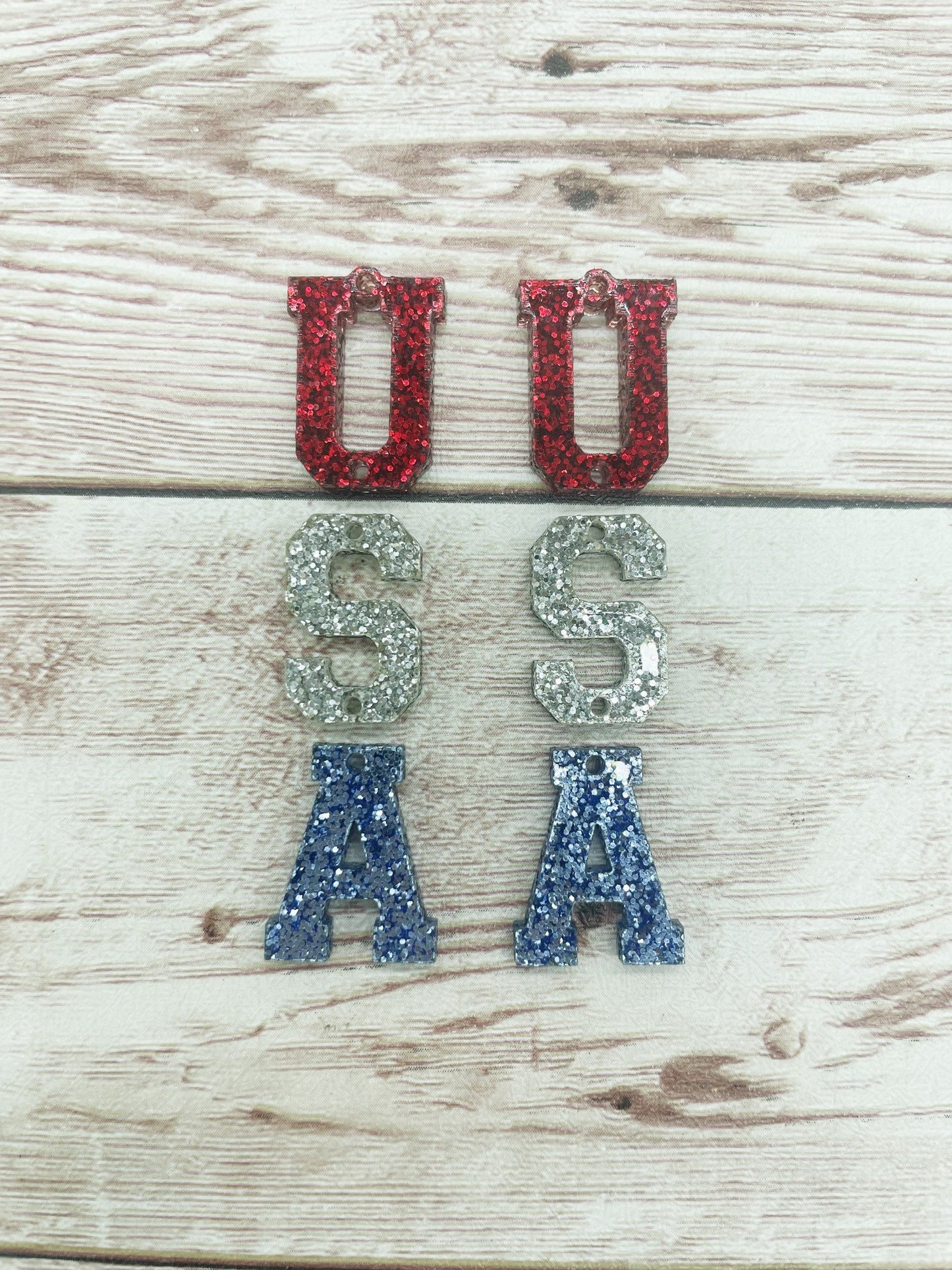 Glitter USA Patriotic Acrylic Earring Blanks, DIY Jewelry Making