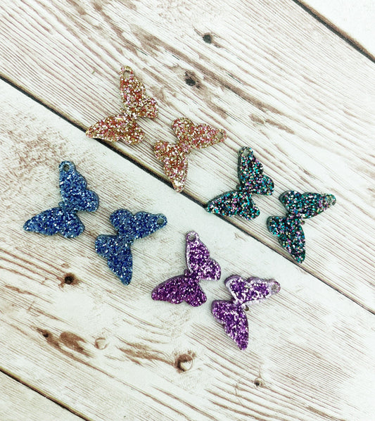 Set of 4 Pair Glitter Butterfly Acrylic Dangle Blanks DIY Jewelry Making