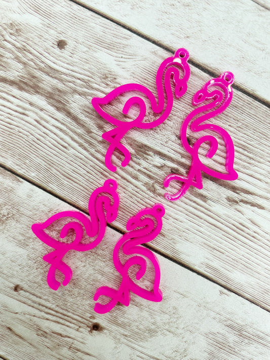 Hot Pink Flamingo Acrylic Earring Blanks, DIY Jewelry Making