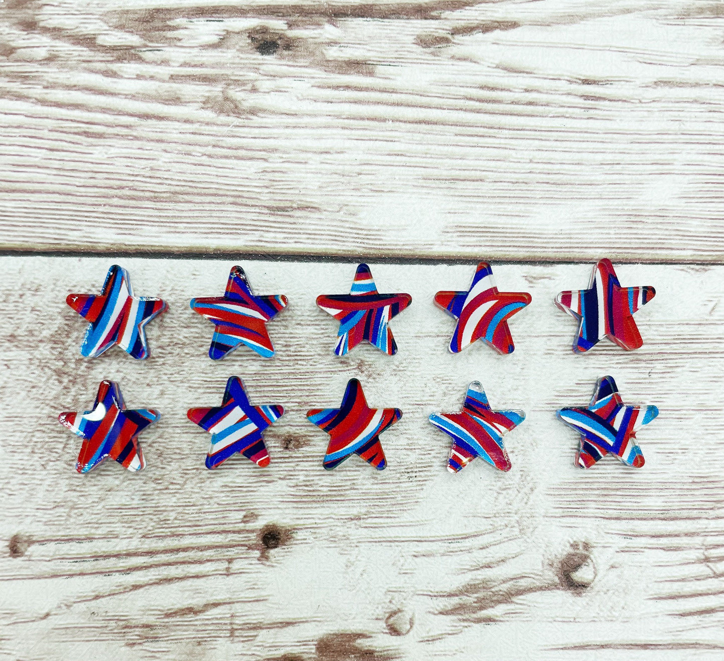 Patriotic Acrylic Star 4th of July Stud Earring Blanks Set of 5 Pair DIY Jewelry Making