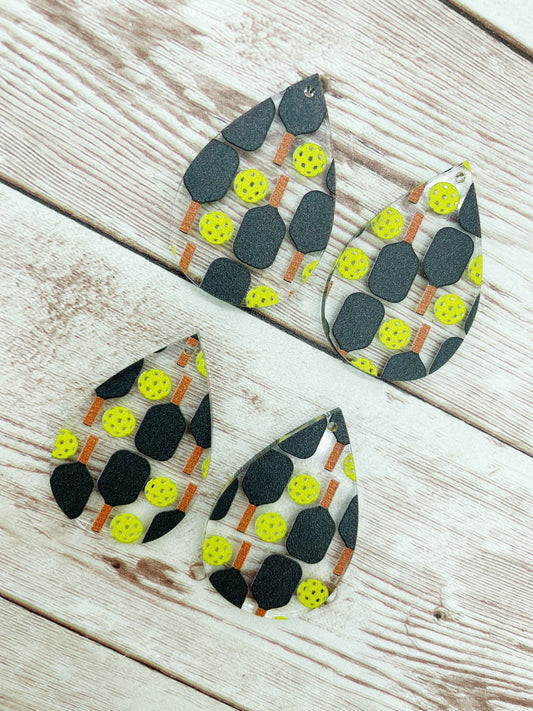 Patterned Pickleball Acrylic Teardrop Earring Blanks, DIY Jewelry Making